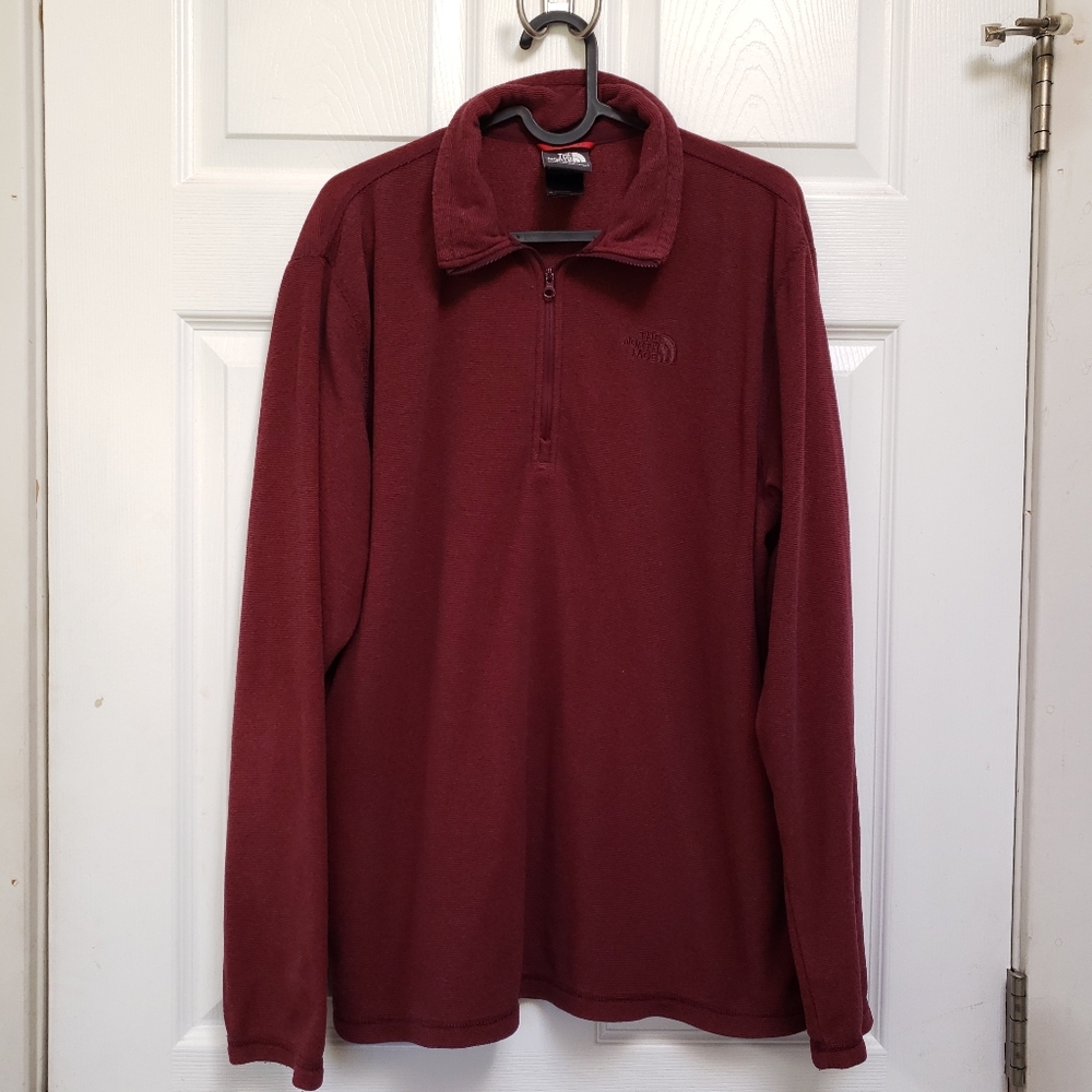 The North Face Dark Red Quarter Zip Lightweight Polyester Fleece Shirt